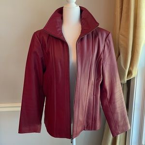 Kenneth Cole Reaction Red Leather Moto Jacket XL